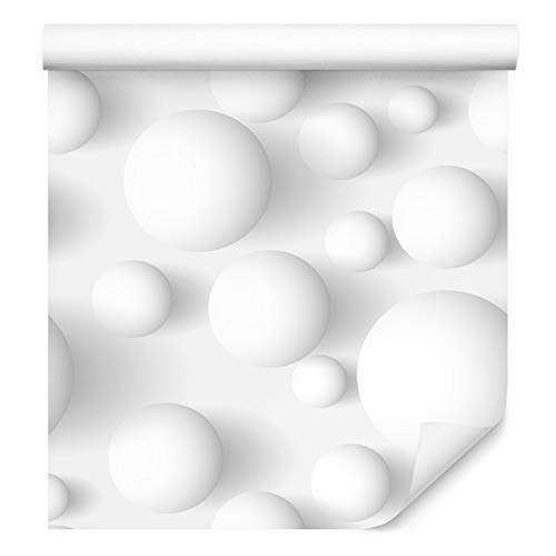 Muralo Tapete 10m Rolle Vlies Tapete Kugeln 3D Effekt Minimalismus Geometrie Mathematik Vliestapete 1000 x 53cm Wand Tapete Wohnzimmer Schlafzimmer Moderne Wanddeko Wand Dekoration von Muralo