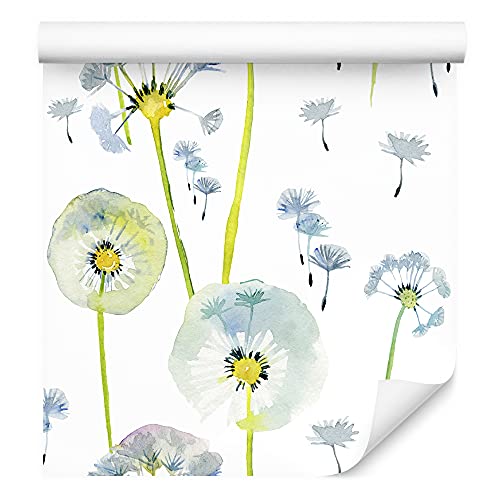 Muralo Tapete 10m Rolle Vlies Tapete Natur Pflanzen Flora Blumen Pusteblume Samen Vliestapete 1000 x 53cm Wand Tapete Wohnzimmer Schlafzimmer Moderne Wanddeko Wand Dekoration von Muralo