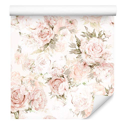 Muralo Tapete 10m Rolle Vlies Tapete Rosen Blumen Blätter Natur Pflanzen Stengel Vliestapete 1000 x 53cm Wand Tapete Wohnzimmer Schlafzimmer Moderne Wanddeko Wand Dekoration von Muralo