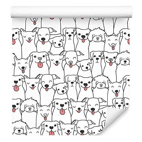 Muralo Tapete 10m Rolle Vlies Tapete Tiere Haustiere Natur Schlafende Hunde Zungen Vliestapete 1000 x 53cm Wand Tapete Wohnzimmer Kinderzimmer Moderne Wanddeko Wand Dekoration von Muralo