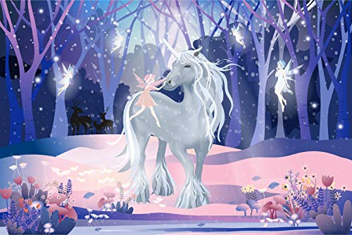 Muralo Vlies Fototapete 180 x 120 Märchen Einhorn Wald Tapete Zauber Fee Fabel Phantasie Kinderzimmer Kinderstube Wandbilder XXL Wand Br. 180 cm x Hö. 120 cm von Muralo