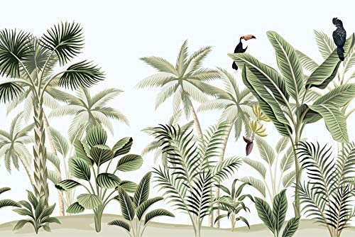 Muralo Vlies Fototapete 180 x 120 Natur Wald Dschungel Tapete Pflanzen Bäume Palmen Blätter Wohnzimmer Schlafzimmer Wandbilder XXL Wand Br. 180 cm x Hö. 120 cm von Muralo