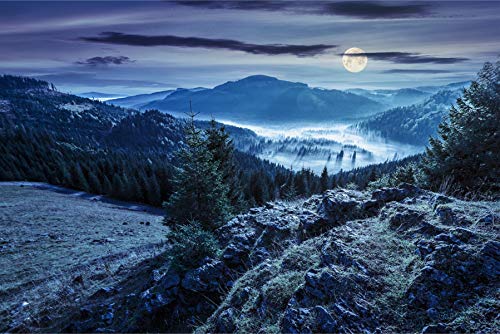 Muralo Vlies Fototapete 270 x 180 Mond Nacht Natur Tapete Berge Landschaft Panorama Felsen Wohnzimmer Schlafzimmer Wandbilder XXL Wand Br. 270 cm x Hö. 180 cm von Muralo