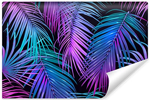 Muralo Vlies Fototapete 360 x 240 Neon Blätter Natur Tapete Pflanzen Flora Dschungel Exotik Wohnzimmer Schlafzimmer Wandbilder XXL Wand Br. 360 cm x Hö. 240 cm von Muralo