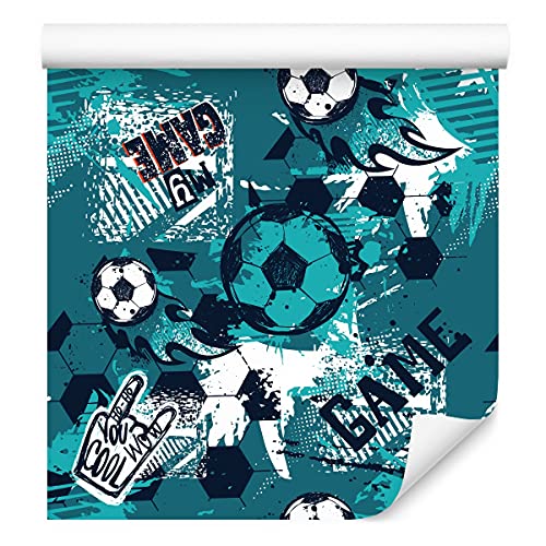 Muralo Vlies Tapete 10m Tapeten Rollen Jugend Fußball SPORT Graffiri 3D Vliestapete 1000 x 53cm Wand Tapete Wohnzimmer Schlafzimmer Moderne Wanddeko Wand Dekoration von Muralo