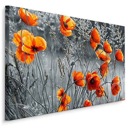 Muralo Wandbilder Blumen 100 x 70cm Bild auf Leinwand Wandbild Kunstdruck Mohnblumen Wiese Leinwandbilder Schlafzimmer Wohnzimmer Wanddekoration Design Wand Bild Natur Landschaft von Muralo