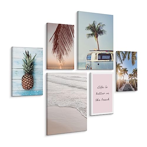 Muralo - Wandbilder Set - Leinwand Bilder Set Aufhängefertig - Bilder für Wohnzimmer Schlafzimmer - Moderne Wanddeko - Natur - 4 Bilder 20 x 30 cm mit 2 Bilder 30 x 40 cm von Muralo