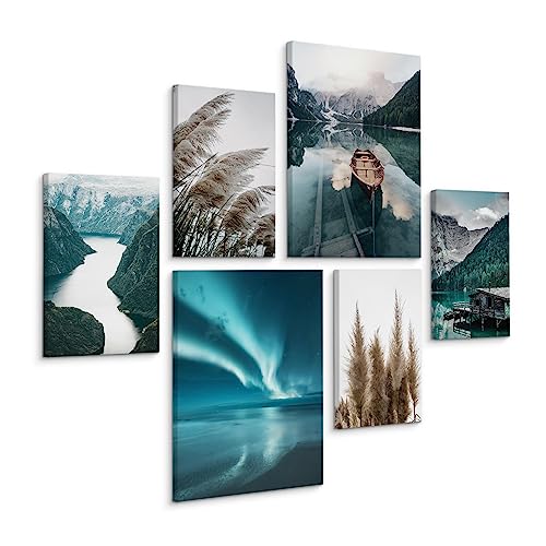 Muralo - Wandbilder Set - Leinwand Bilder Set Aufhängefertig - Bilder für Wohnzimmer Schlafzimmer - Moderne Wanddeko - Natur - 4 Bilder 20 x 30 cm mit 2 Bilder 30 x 40 cm Muralo - Wandbilder Set - Leinwand Bilder Set Aufhängefertig - Bilder für Wohnzimmer Schlafzimmer - Moderne Wanddeko - Natur - 4 Bilder 20 x 30 cm mit 2 Bilder 30 x 40 cm von Muralo