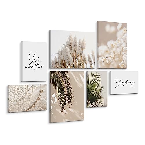 Muralo - Wandbilder Set - Leinwand Bilder Set Aufhängefertig - das Leinwandbilder Set - Bilder für Wohnzimmer - Moderne Wanddeko Boho Set - 4 Bilder 20 x 30 cm mit 3 Bilder 30 x 40 cm Muralo - Wandbilder Set - Leinwand Bilder Set Aufhängefertig - das Leinwandbilder Set - Bilder für Wohnzimmer - Moderne Wanddeko Boho Set - 4 Bilder 20 x 30 cm mit 3 Bilder 30 x 40 cm von Muralo