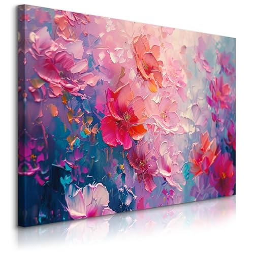 Muralo - Wandbilder Wohnzimmer - Leinwand Bilder für Schlafzimmer über Bett - Deko Modern Blumen Motiv Aquarell Kunst - Aufhängfertig - Br. 120cm x Hö. 80cm von Muralo