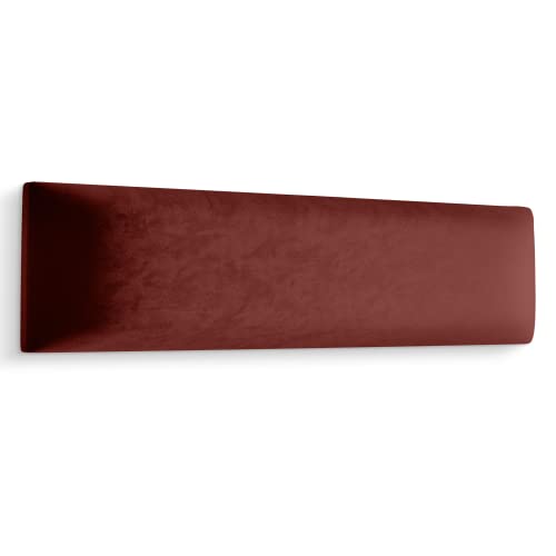 Muralo Samt Wandkissen Stoff Polsterpaneel Schlafzimmer Wohnzimmer Bett Wandpolster Bettkopfteil Lendekissen Modern Luxus Gepolstert Polster Paneel (Weinrot, 60 cm x 20 cm) von Muralo