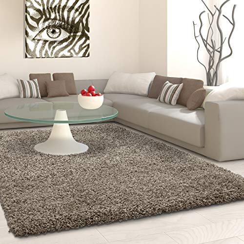 Muratap Teppich Wohnzimmer Weich - Basic Shaggy - Hochflor Teppich Wohnzimmerteppich, Schlafzimmerteppich Pflegeleicht und Fusselfrei - Große: 140x200 cm - Farbe: Taupe von Muratap