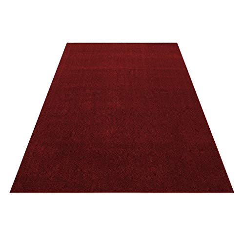 Muratap Teppich Wohnzimmer Einfarbig - Basics - Kurzflor Teppich Läufer Bettvorleger Fußbodenheizung Geeignet Wohnzimmer, Schlafzimmer - Oeko-TEX - Große: 200x290 cm - Farbe: Rot von Muratap