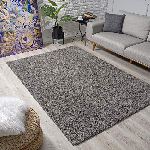 Muratap Teppich Wohnzimmer Modern - Loca Shaggy - Hochflor Teppich Weich und Warm Schmutzabweisend und Pflegeleicht Wohnzimmerteppich - Große: 200x290 cm - Farbe: Grau von Muratap