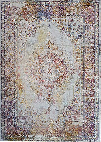 Muratap Vintage Teppich Picasso Keshan - Traditioneller Kurzflor Teppich Klassiches Design Orient Muster, Weich und Pflegeleicht Oeko-TEX - Große: 80x150 cm - Farbe: Mehrfarbig von Muratap