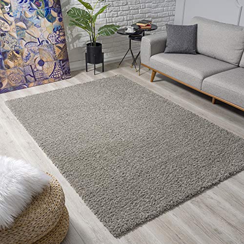 Muratap Teppich Wohnzimmer Modern - Loca Shaggy - Hochflor Teppich Weich und Warm Schmutzabweisend und Pflegeleicht Wohnzimmerteppich - Große: 160x230 cm - Farbe: Hellgrau von Muratap