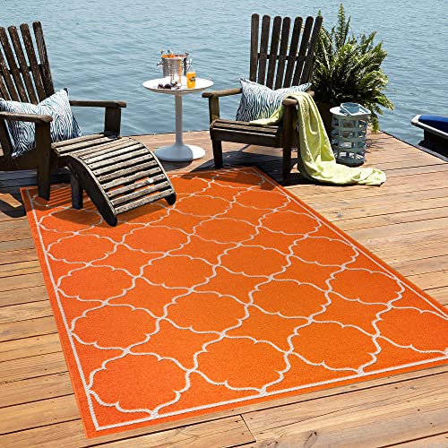 Muratap Outdoor Teppich Wetterfest - Berlin - Modern Teppich für Innen und Außen Garten Balkon Terrasse Küche Wohnzimmer Badezimmer - Große: 140x200 cm - Farbe: Orange Terra von Muratap