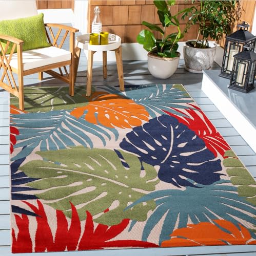 Muratap Outdoor Teppich Wetterfest - Floral - Boho Design Modern UV-beständig Teppich für Außen Garten Balkon Terrasse Badezimmer Dekoration - Große: 160x230 cm - Farbe: Mehrfarbig 2 von Muratap