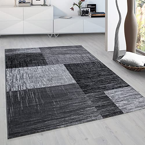 Muratap Plus Teppich - Kurzflor Teppich Schattenmuster Schalldämpfend für Wohnzimmer Schlafzimmer Arbeitszimmer Flächenteppich 3D Optik - 160x230 cm - Farbe: Grau/Schwarz von Muratap