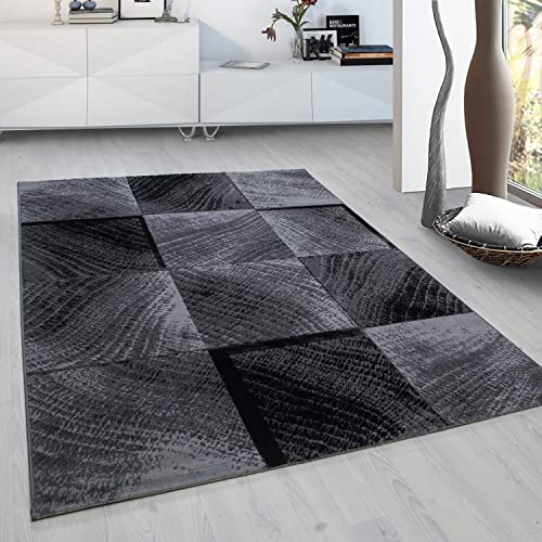 Muratap Plus Teppich - Kurzflor Teppich Schattenmuster Schalldämpfend für Wohnzimmer Schlafzimmer Arbeitszimmer Flächenteppich 3D Optik - 160x230 cm - Farbe: Grau/Schwarz von Muratap