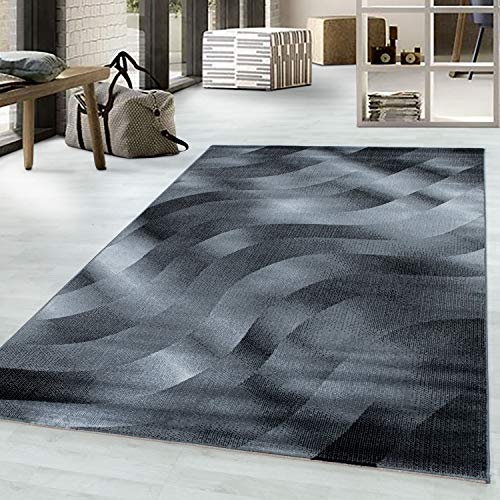 Muratap Samba Design Teppich Schwarz - Kurzflor Teppich 3D Optik Abstrakt Schattenmuster Superstarker Atmosphärischer Bunter Design-Teppich - Größe: 80x150 cm von Muratap