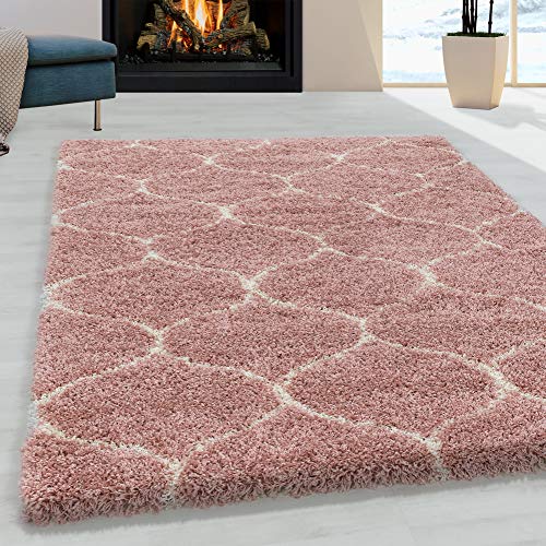 Muratap Teppich Modern Design Skandi - Opera Soft Shaggy - Langflor Teppich für Schlafzimmer Wohnzimmer Deko 100% Oeko-TEX - Große: 140x200 cm - Farbe: Rosa von Muratap