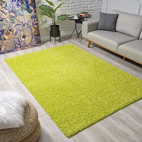 Muratap Teppich Wohnzimmer Modern - Loca Shaggy - Hochflor Teppich Weich und Warm Schmutzabweisend und Pflegeleicht Wohnzimmerteppich - Große: 60x110 cm - Farbe: Grün von Muratap