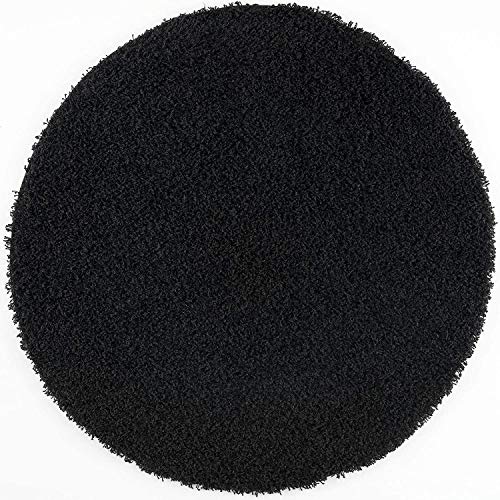 Muratap Teppich Wohnzimmer Modern - Loca Shaggy - Hochflor Teppich Weich und Warm Schmutzabweisend und Pflegeleicht Wohnzimmerteppich - Große: 80 cm - Rund - Farbe: Schwarz von Muratap