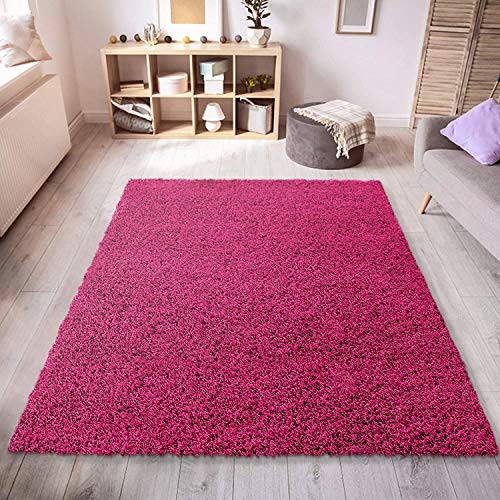 Muratap Teppich Wohnzimmer Modern - Loca Shaggy - Hochflor Teppich Weich und Warm Schmutzabweisend und Pflegeleicht Wohnzimmerteppich - Große: 80x150 cm - Farbe: Rosa von Muratap