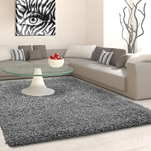 Muratap Teppich Wohnzimmer Weich - Basic Shaggy - Hochflor Teppich Wohnzimmerteppich, Schlafzimmerteppich Pflegeleicht und Fusselfrei - Oeko-TEX - Große: 240x340 cm - Farbe: Grau von Muratap