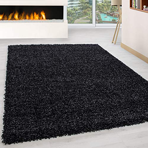 Muratap Teppich Wohnzimmer Weich - Basic Shaggy - Hochflor Teppich Wohnzimmerteppich, Schlafzimmerteppich Pflegeleicht und Fusselfrei - Oeko-TEX - Große: 60x110 cm - Farbe: Anthrazit von Muratap