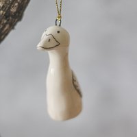 Keramik Ente Weihnachtsbaum Ornament - Handbemalte Entenskulptur Weihnachtsschmuck Geschenk von Murdeko