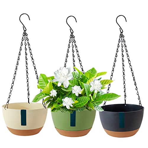 Murezima 3Pcs Plastic Hanging Planter, Self Watering Plant Pot Nordic Style Indoor Outdoor Hanging Plants Flower Plant Pots with Removable Tray, Pp Home Garden Hanging Basket von Murezima