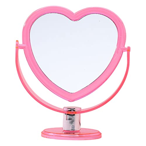 Murezima Makeup-Spiegel, Herzform-Tischspiegel-Spiegel transparenter Rahmenwaschtischspiegel, 6,5x19cm Rosa von Murezima