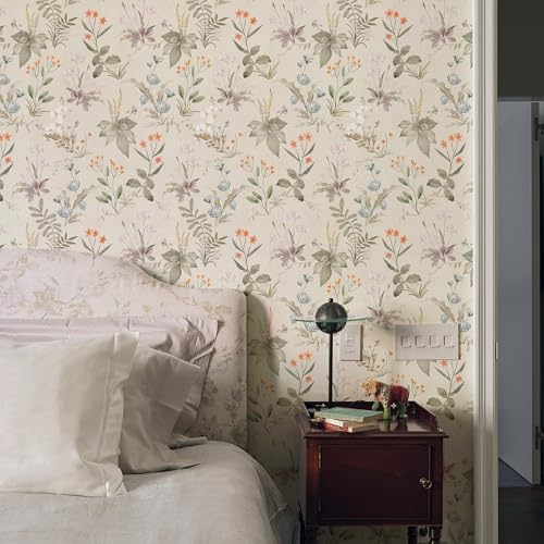 Murgall Selbstklebende Tapete Vintage Blumen Tapete Bauernhaus Botanisch Klebefolie Selbstklebendes Ablösbares Möbelfolie für Schränke Arbeitsplatte Wand 44x600CM von Murgall