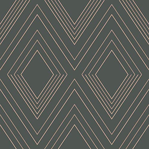 Alea Geometric Wallpaper Charcoal/Rose Gold Muriva 703042 von Muriva