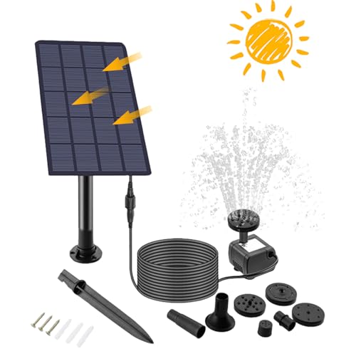 2,5W Solar Springbrunnen Wasserpumpe Teichpumpe Mit 6 Verschiedenen Düsen Und 300cm Kabel, Solar Fontäne Pumpe, Solarpumpe Für Teich Fontänen Garten Vogelbad, Solarbrunnen Für Draussen Mit Solarpanel 2,5W Solar Springbrunnen Wasserpumpe Teichpumpe Mit 6 Verschiedenen Düsen Und 300cm Kabel, Solar Fontäne Pumpe, Solarpumpe Für Teich Fontänen Garten Vogelbad, Solarbrunnen Für Draussen Mit Solarpanel von Murman
