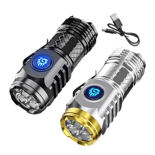 2 Torcia Impermeabile - Torcia LED Ultra Luminosa - Torcia Manuale Ricaricabile USB Ad Alto Numero Di Lumen Con 5 Modalità Di Illuminazione - Torcia Tascabile Per Campeggio/Emergenza von Murman
