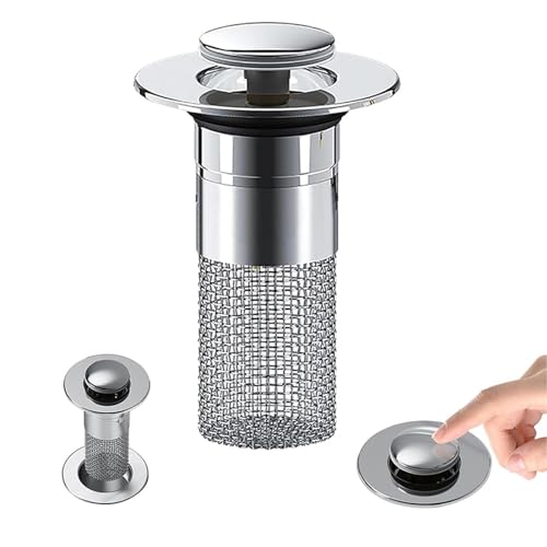 Ersatz Waschbeckenstöpsel 2 Stück Abflussstopfen Waschbecken Mit Sieb Für 26-30mm Abflusslöcher, Pop Up Abflusssieb Küchenspüle, Ablaufstopfen Waschbecken Aus Edelstahl Mit Haarsieb Für Küche Und Bad von Murman
