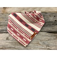 Bandana Hund, Taos Flanell Jacquard Mojave Streifen Rot, Hunde Bandana, Traditionelle Krawatte, Personalisierte Leder Namensschild Tier Zubehör von MurphyandMax