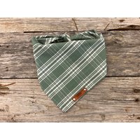 Hundehalstuch, Salbei Und Weiß Fenster, Traditionelle Krawatte, Personalisiertes Leder Namensschild Bandana, Schal, Tierzubehör, Hunde Bandana von MurphyandMax