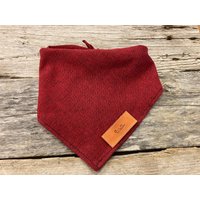 Hundehalstuch Shetlands Rot Fischgrät Flanell, Bandana Personalisiertes Leder Tag Tie-On Boho Unisex von MurphyandMax