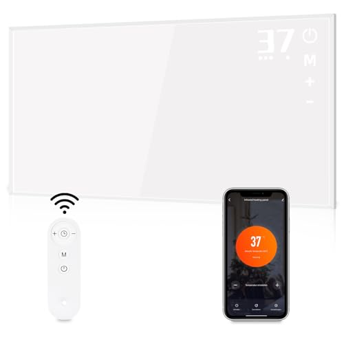 Mursche Infrarot Wandheizung Infrarotheizung 450W - Thermostat Heizung Elektrisch Infrarotheizung Standgerät mit Fernbedienung Elektroheizung Energiesparend mit APP WiFi Elektroheizkörper Wandmontage von Mursche