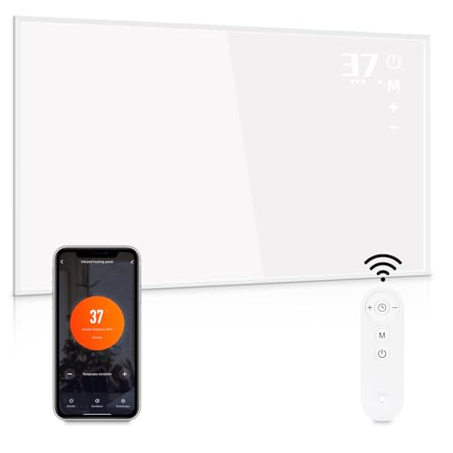 Mursche Infrarot Wandheizung Infrarotheizung mit Thermostat - 600W Elektrisch Heizung Standgerät mit Fernbedienung Elektroheizung Energiesparend Elektroheizkörper Wandmontage mit APP WiFi von Mursche