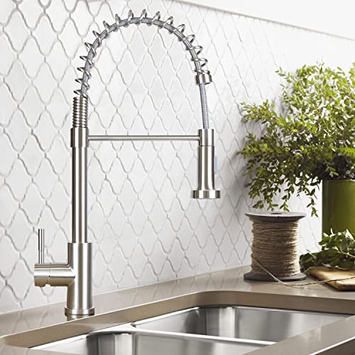 Mursche Küchenarmatur Spüle Wasserhahn Küche - Armatur mit Feder Brause Ausziehbar Spültischarmatur Edelstahl Gebürstet mit 2 Strahlarten Mischbatterie 360° Schwenkbar Küchenwasserhahn von Mursche