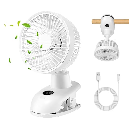 Mursche Ventilator Leise Tischventilator USB: 4 Geschwindigkeiten & 90° Drehung Lüfter Oszillierend 5000mAh Akku Klein Zelt Fan 40dB Mini Matt Weiß Tischlüfter für Schlafzimmer Camping Kinderwagen von Mursche