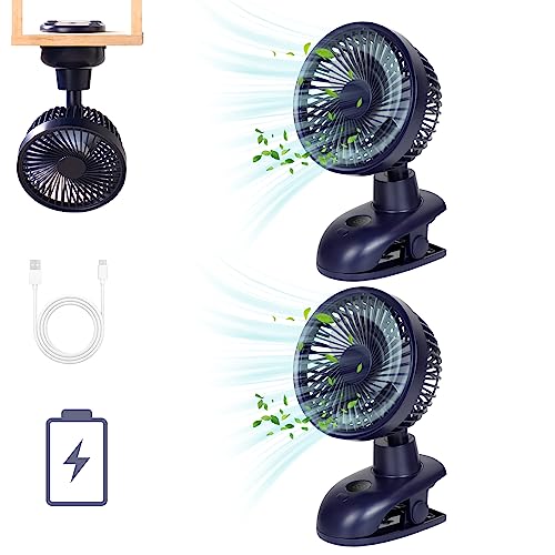 Mursche Ventilator Leise Tischventilator USB: 4 Geschwindigkeiten & 90° Drehung Lüfter Oszillierend 5000mAh Akku Zelt Fan 40dB Blau Tischlüfter für Schlafzimmer Büro Camping Kinderwagen 2ER von Mursche