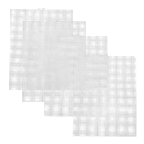 Murtenze 4 Stück 7 Stück Kunststoff-Mesh-Leinwandbögen, transparentes Kunststoffgeflecht, Acrylgarn, Basteln für Stickerei/Strick-Häkelprojekte von Murtenze