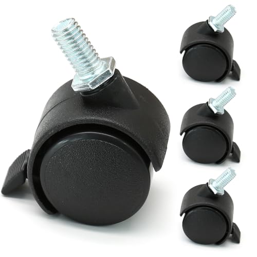 Murtenze M8 Lenkrollen aus Nylon, 2,5 cm, mit Bremse, 360 Grad drehbar, Ersatzrollen für Möbel, Wagen, Stuhl, Schrank, 4 Stück Murtenze M8 Lenkrollen aus Nylon, 2,5 cm, mit Bremse, 360 Grad drehbar, Ersatzrollen für Möbel, Wagen, Stuhl, Schrank, 4 Stück von Murtenze