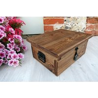 Rustikale Holz Karte Feld Große Braunen Rustikalen Box Andenken Brust Hochzeit Abschließbar Schmuck Holz-Box Rezept Spielzeug Box von MusaWood